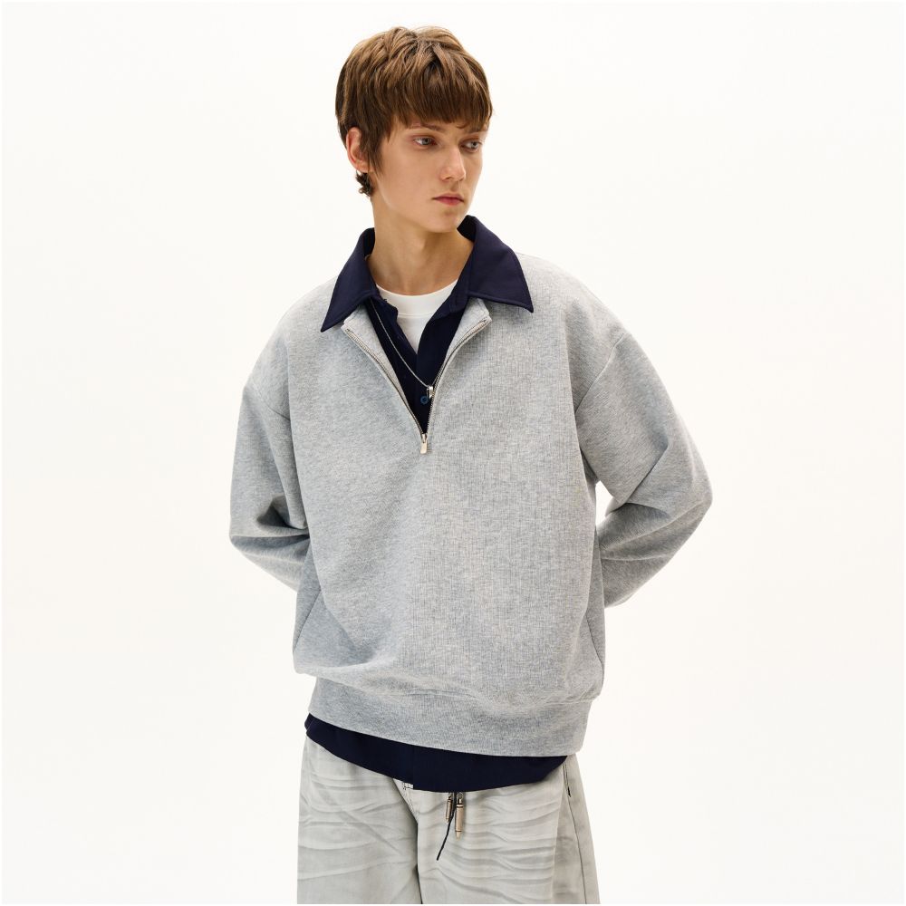 MADWITCH Early Autumn Retro High Intelligence Fake Two Piece Splicing Hoodie for Men and Women Loose and Casual Simple and Versatile Coat image 2