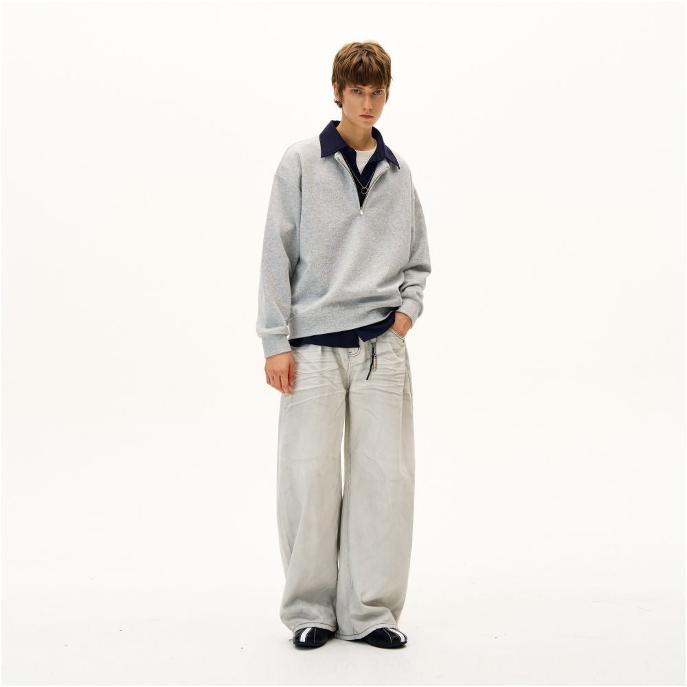 MADWITCH Early Autumn Retro High Intelligence Fake Two Piece Splicing Hoodie for Men and Women Loose and Casual Simple and Versatile Coat image 4