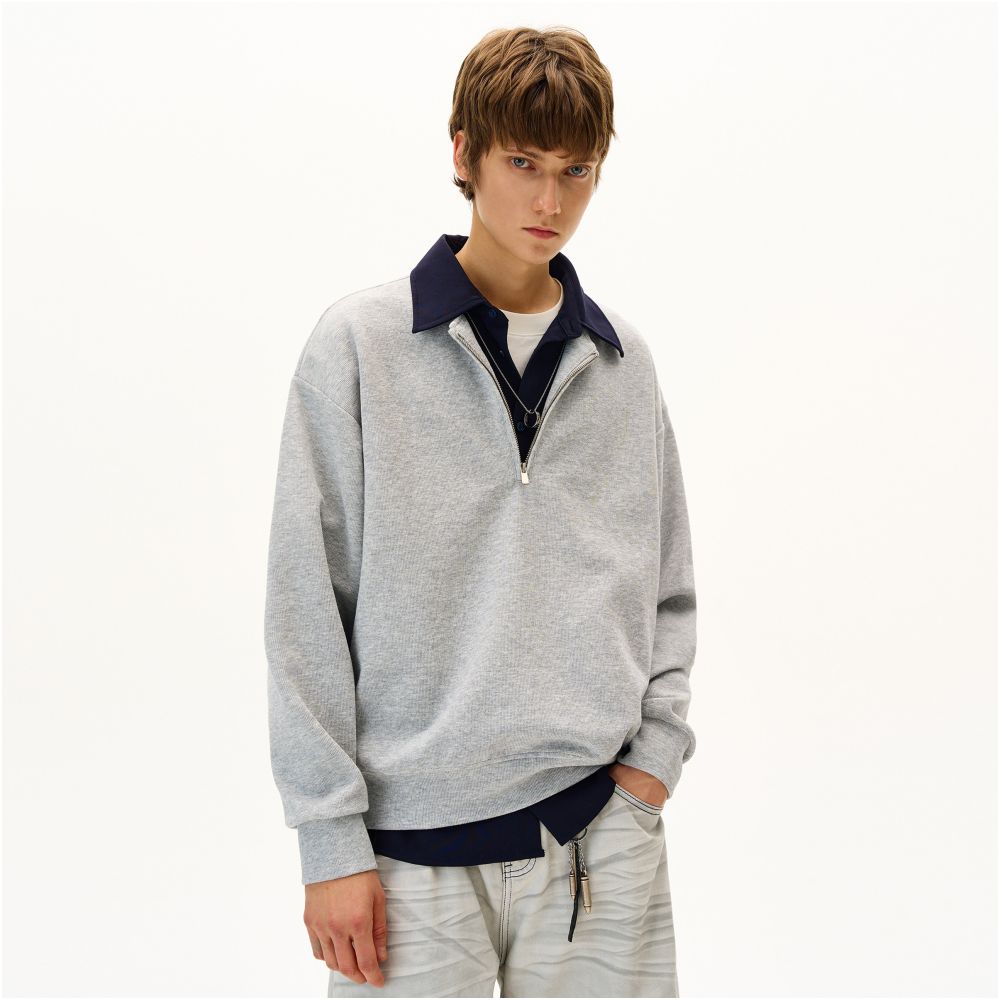 MADWITCH Early Autumn Retro High Intelligence Fake Two Piece Splicing Hoodie for Men and Women Loose and Casual Simple and Versatile Coat image 0