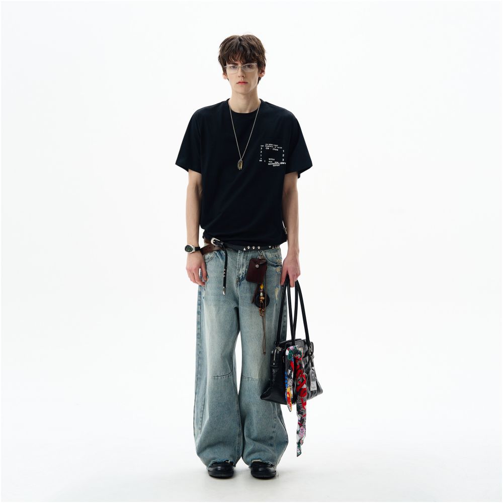 MADWITCH Original American Trendy Brand Letter Printed Short sleeved T shirt for Men Loose Casual Cool Technology Top ins image 4