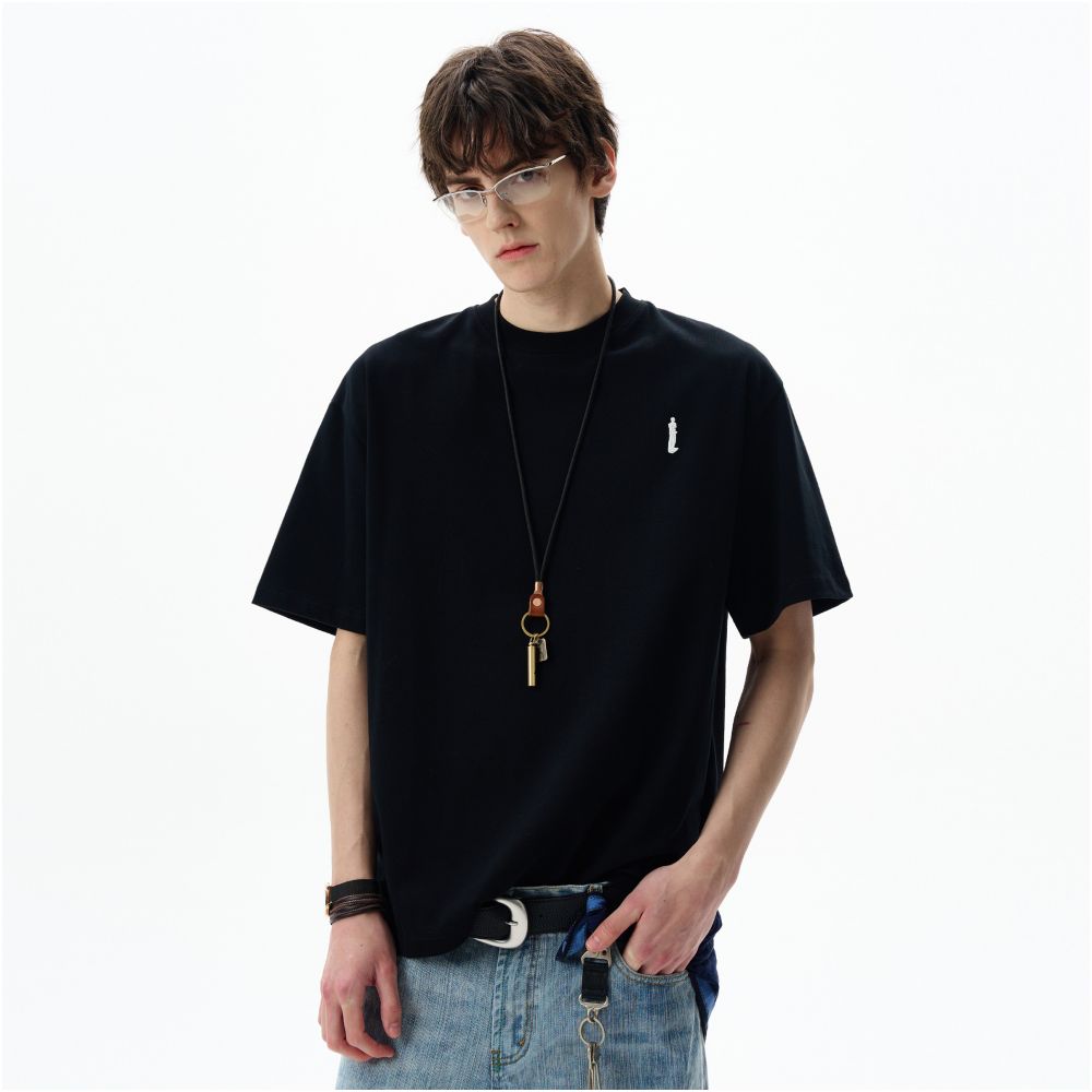 MADWITCH American style simple and high end embroidered short sleeved T shirt for men and women loose and casual clean fit top ins image 3