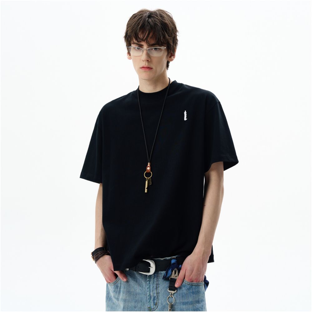 MADWITCH American style simple and high end embroidered short sleeved T shirt for men and women loose and casual clean fit top ins image 4