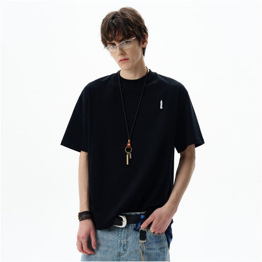 American Style Simple Embroidered Short Sleeve T-Shirt