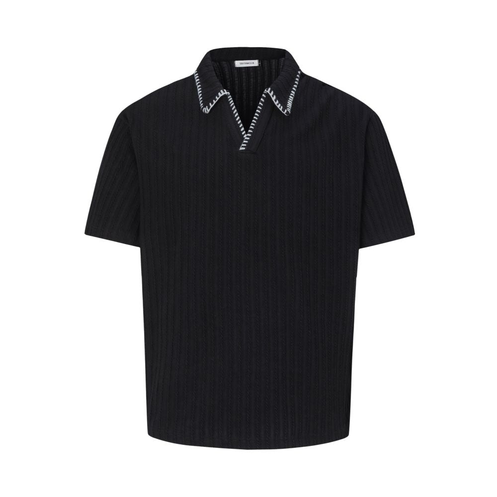 American Retro Wheat Grain Knit Short Sleeve T-Shirt