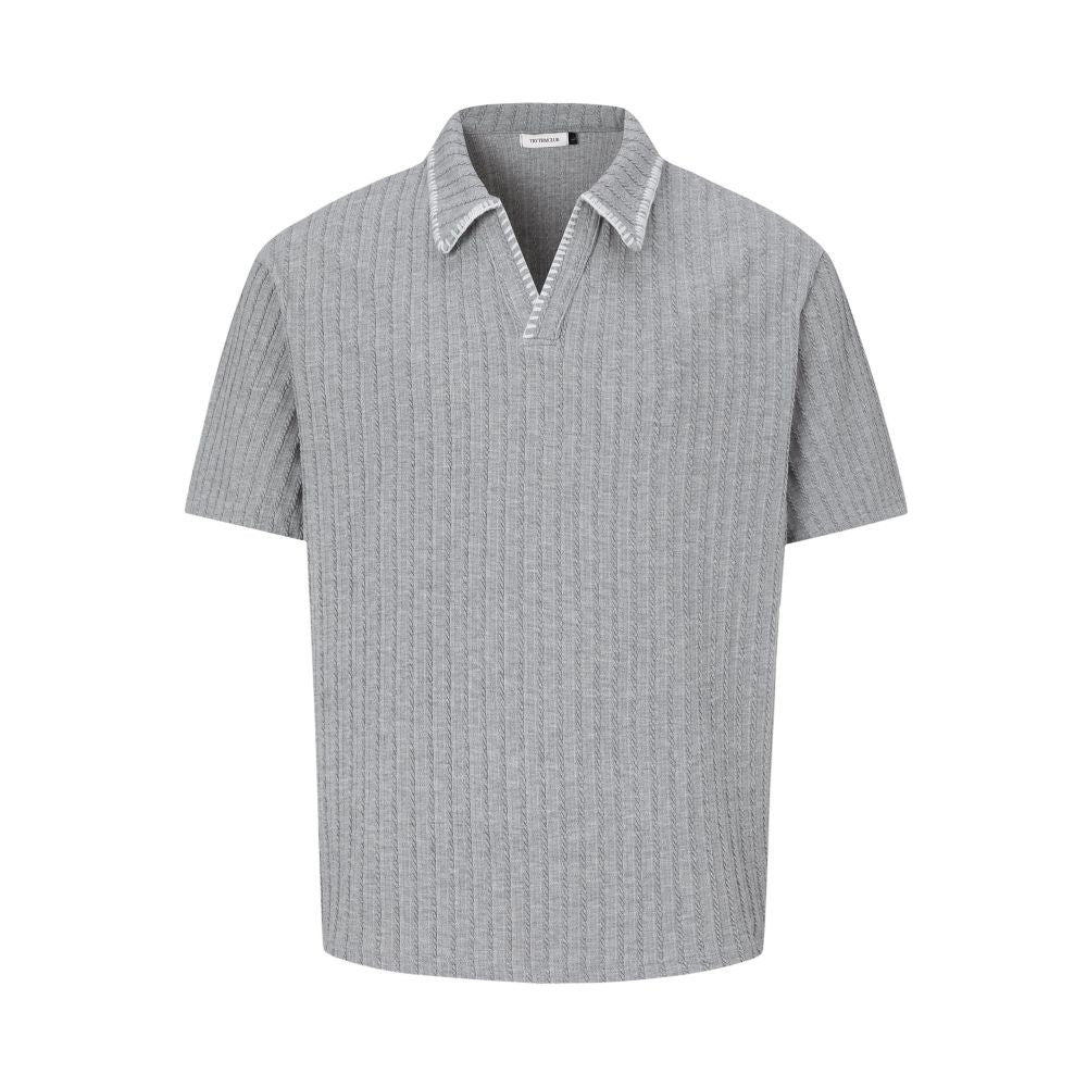 American Retro Wheat Grain Knit Short Sleeve T-Shirt