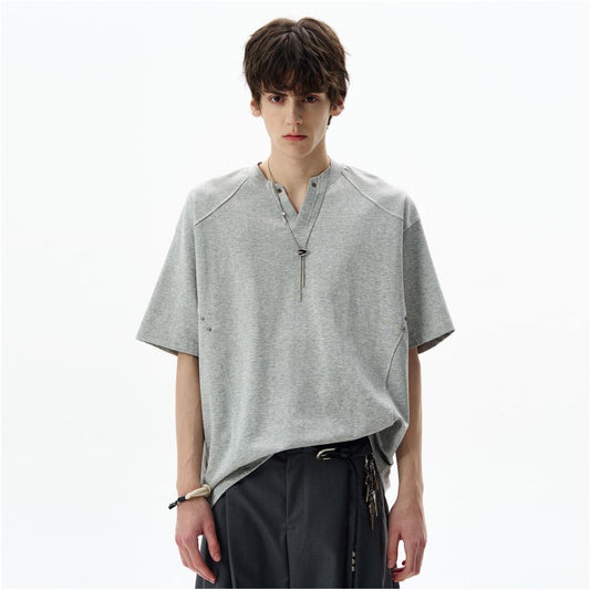 American Retro Deconstructed V-Neck Short Sleeve T-Shirt