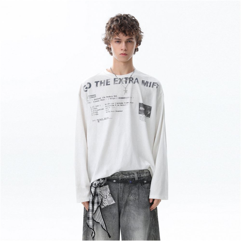 MRNEARLY American gradient color letter printed round neck long sleeved T shirt for men s autumn fashion brand loose casual top image 1