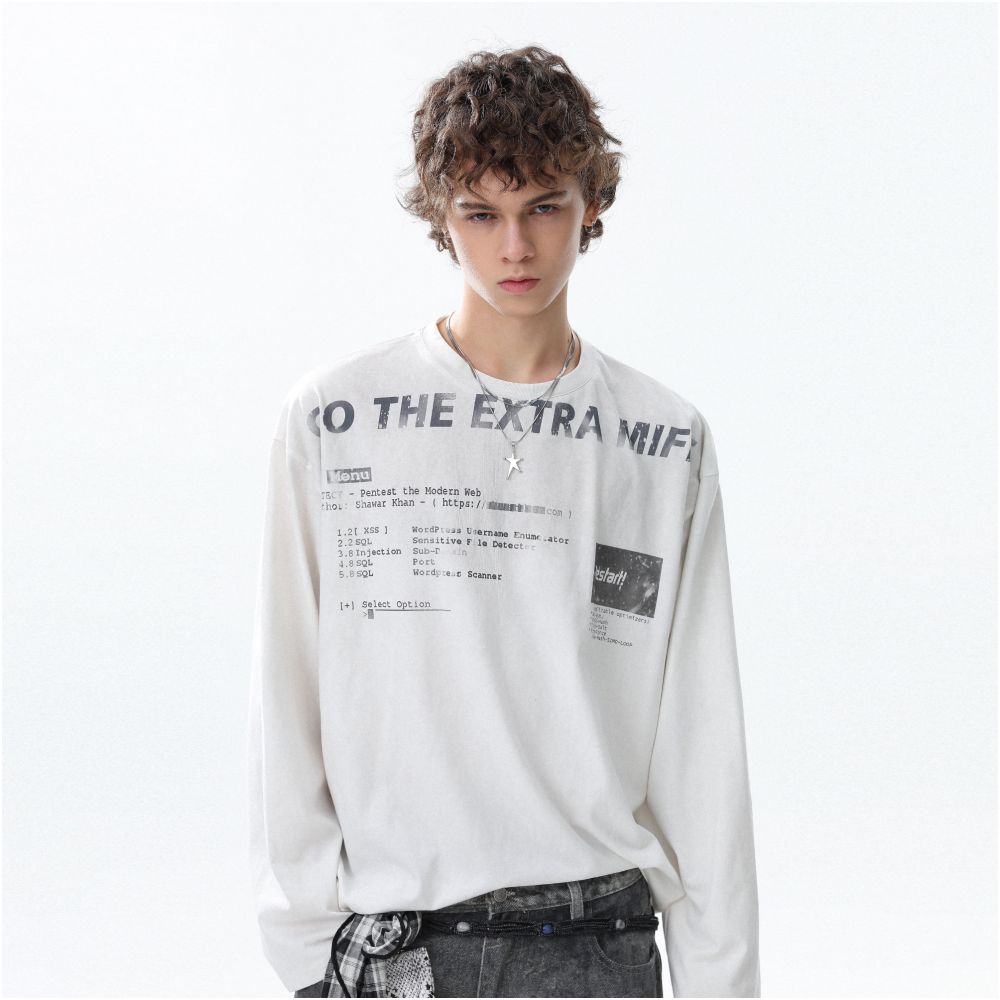 MRNEARLY American gradient color letter printed round neck long sleeved T shirt for men s autumn fashion brand loose casual top image 2