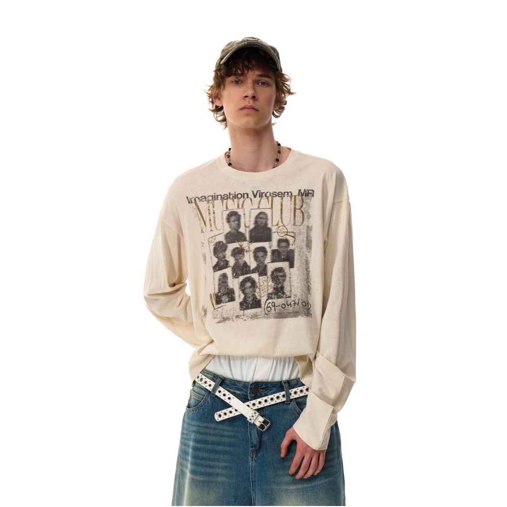 MRNEARLY American Retro Street Couple s Long Sleeve T shirt Men s Autumn Lightweight Loose Top Sunscreen Hoodie image 3