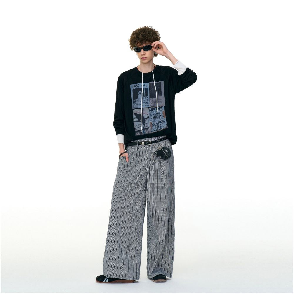 MRNEARLY American style niche fun couple long sleeved T shirt men s trendy brand loose high street design sense autumn top image 2