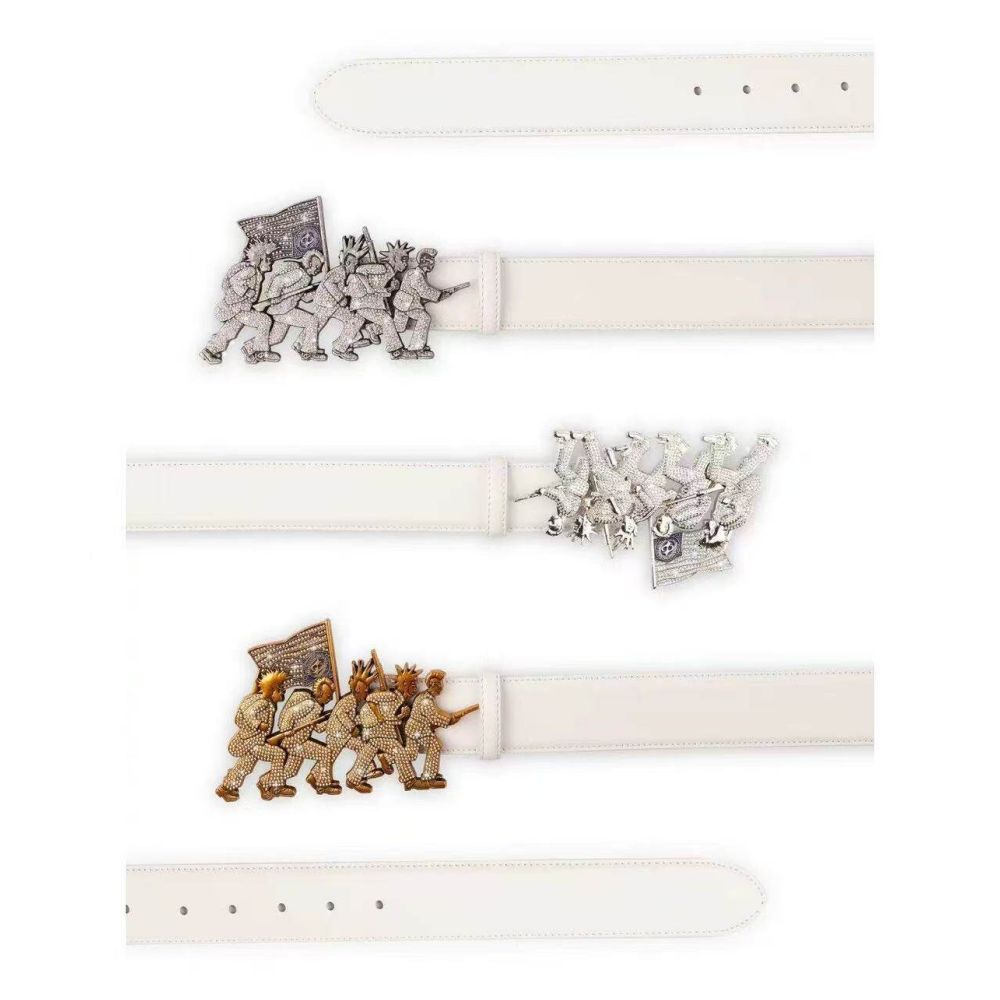 Heavy duty retro Mohawk belt with portrait buckle avant garde punk rock gothic niche trend belt image 3