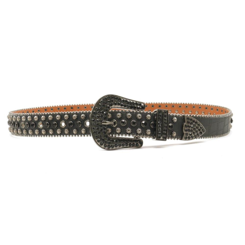 Retro heavy duty rhinestone rivet inlaid rock gothic dark punk subculture pin buckle belt image 3