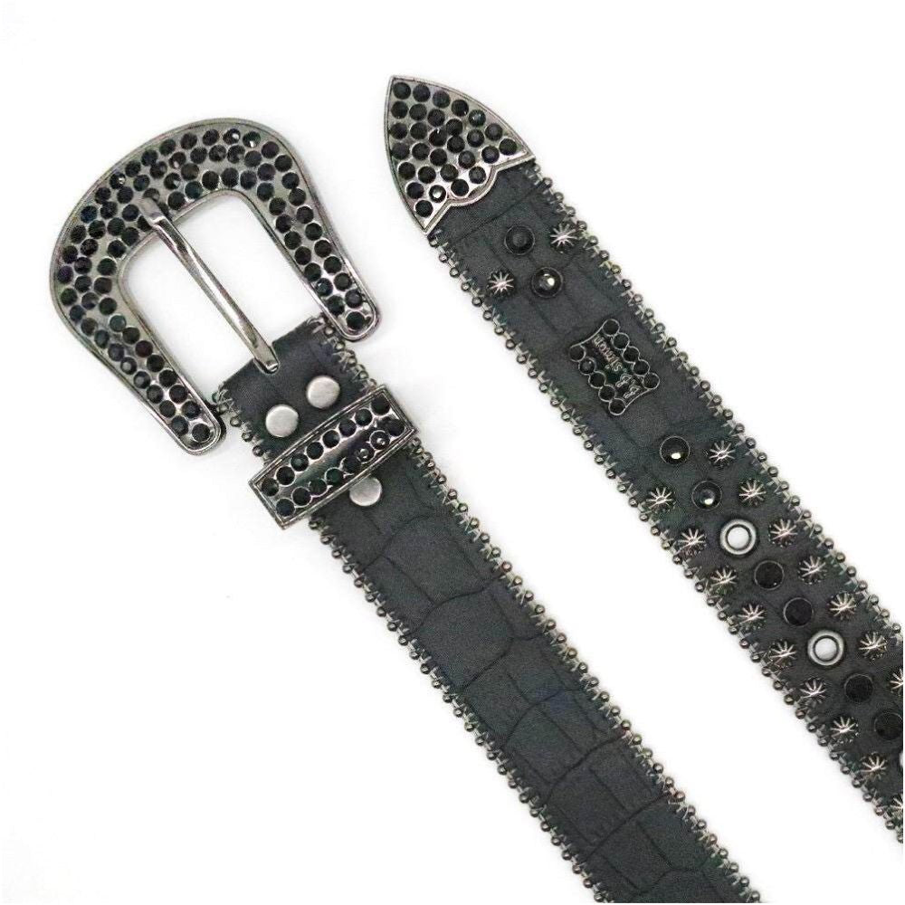 Retro heavy duty rhinestone rivet inlaid rock gothic dark punk subculture pin buckle belt image 4