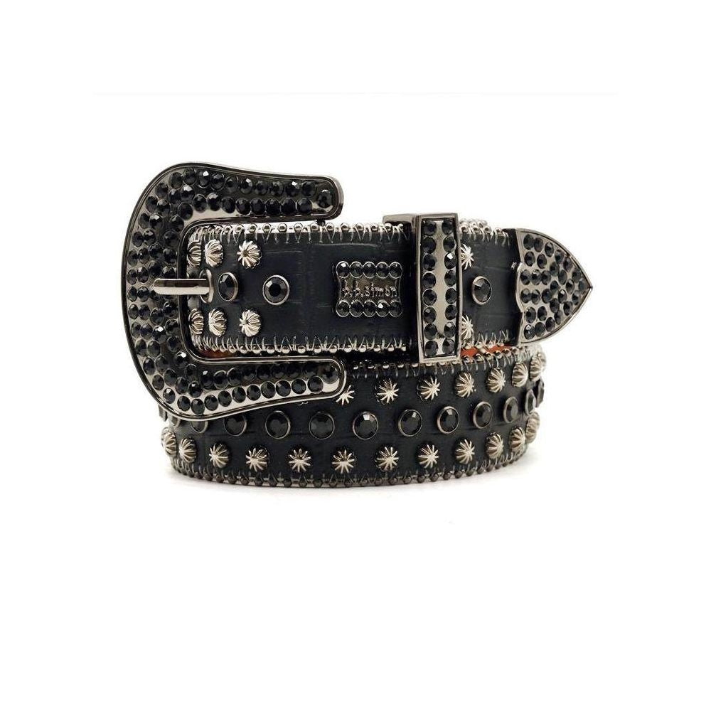 Retro heavy duty rhinestone rivet inlaid rock gothic dark punk subculture pin buckle belt image 0