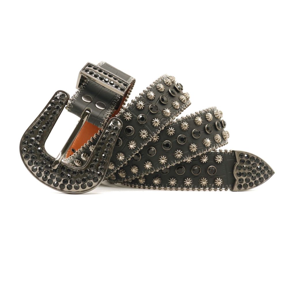 Bohemian Tribal Pattern Rhinestone Leather Belt