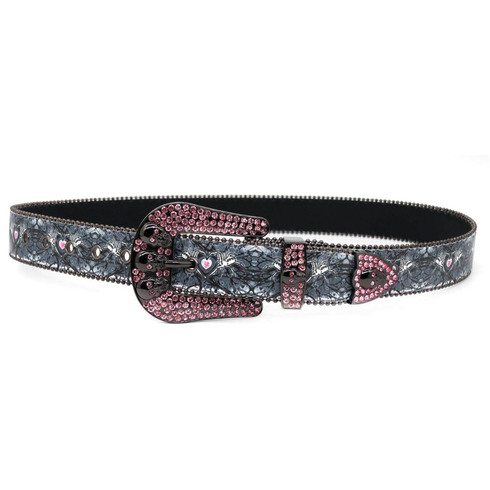 Rbornstudio Punk Style Skull Spider Love Water Diamond Belt Punk Hip Hop Leather Belt image 4