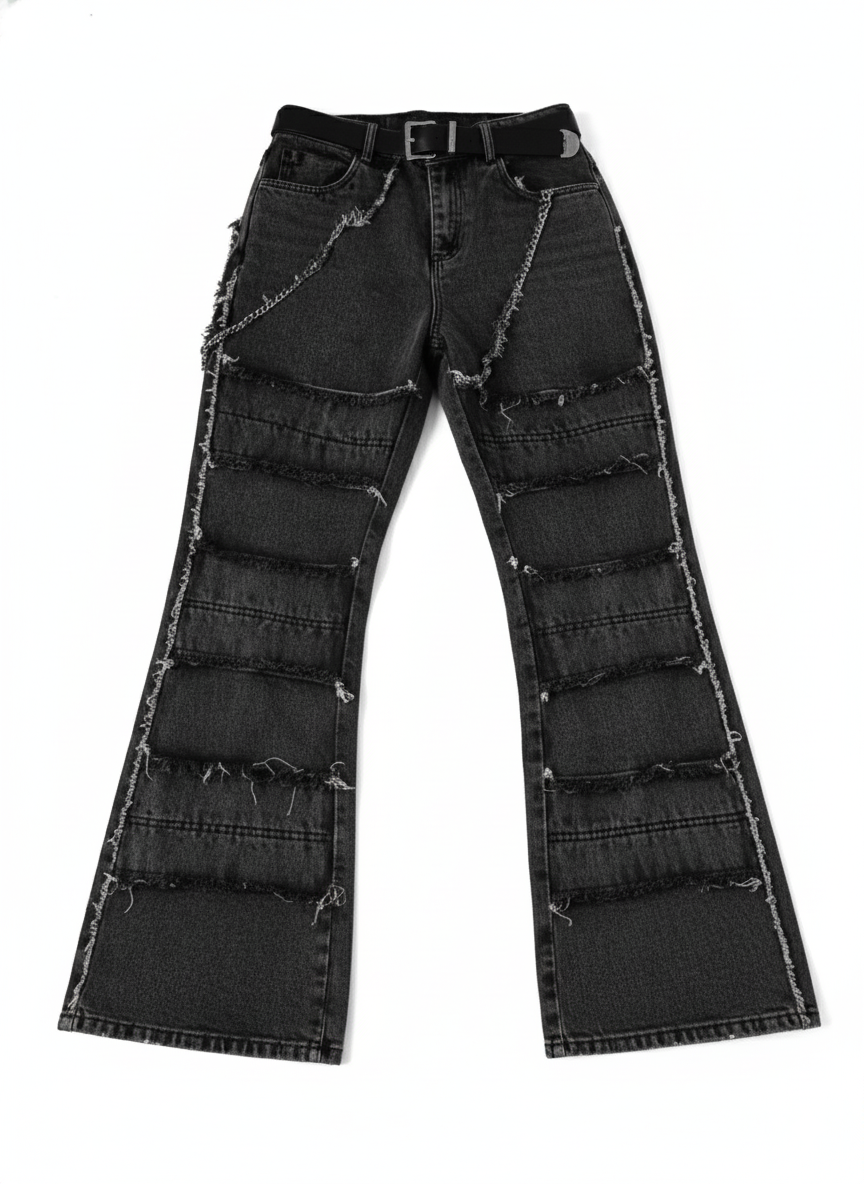 Frayed Hem Jeans with Pockets